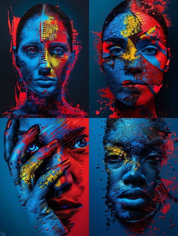 Digital Glitch Neon Portrait