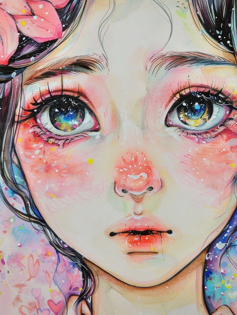 Ethereal Gaze in Watercolor