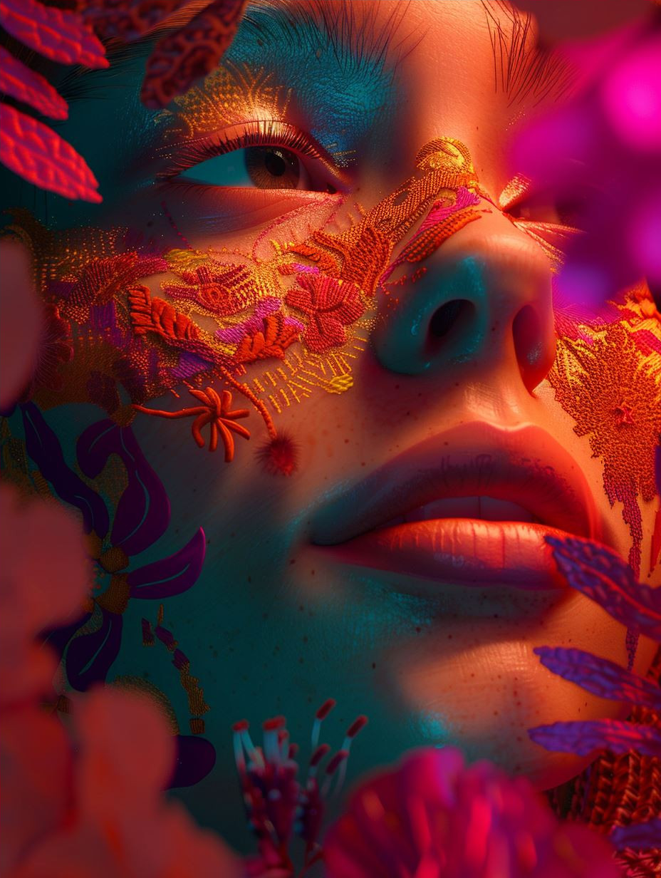 Neon Prism Facial Symmetry