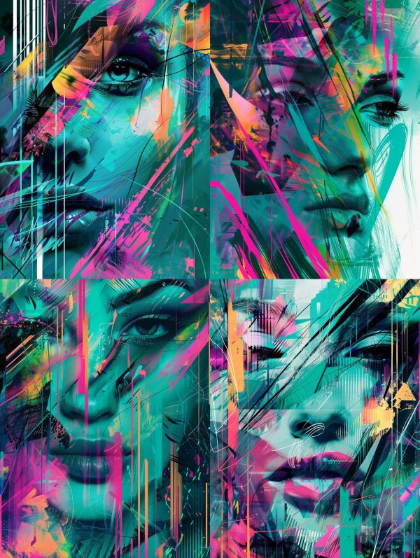 Neon Fragmented Digital Portrait