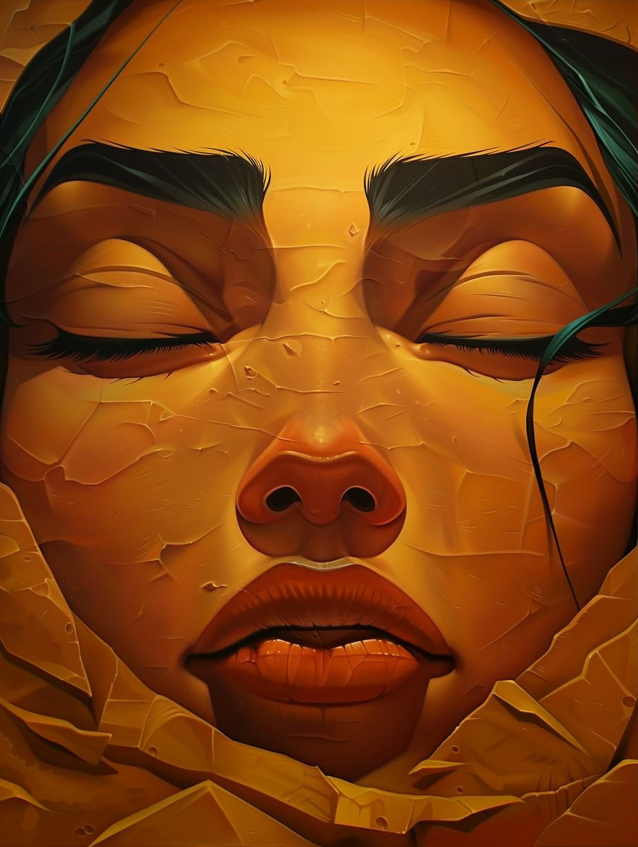 Golden Cracked Porcelain Portrait