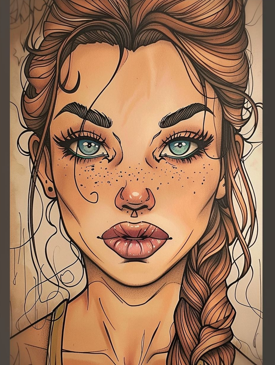 Ethereal Floral Line Art Portrait