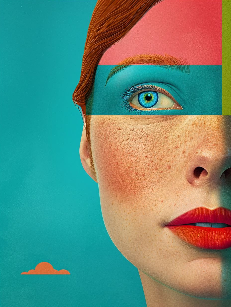 Vibrant Teal Surreal Portrait