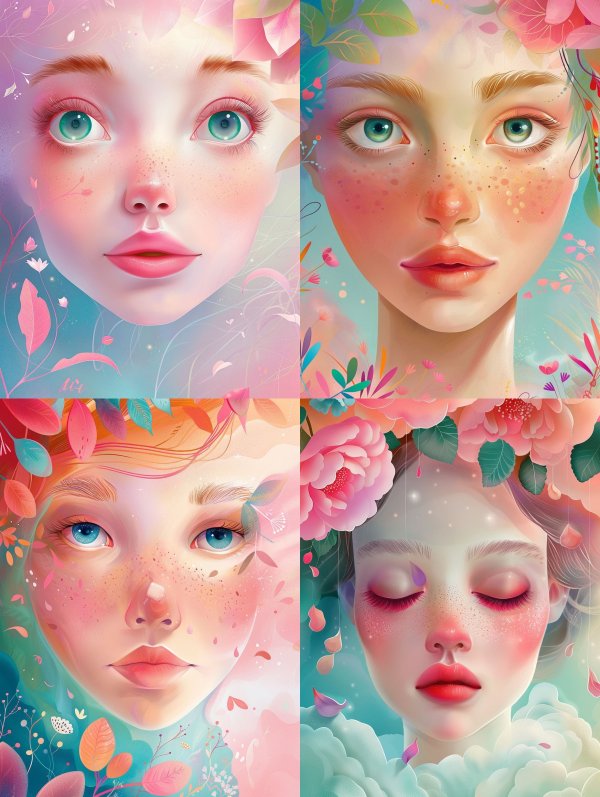 Ethereal Bloom Pastel Portrait