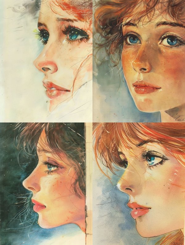 Crimson Gaze Watercolor