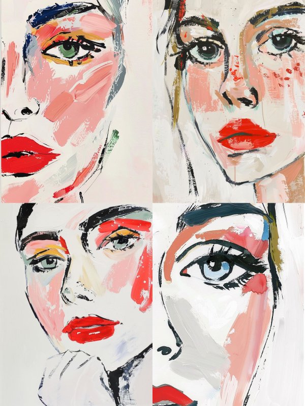 Abstract Expressionist Female Portraits