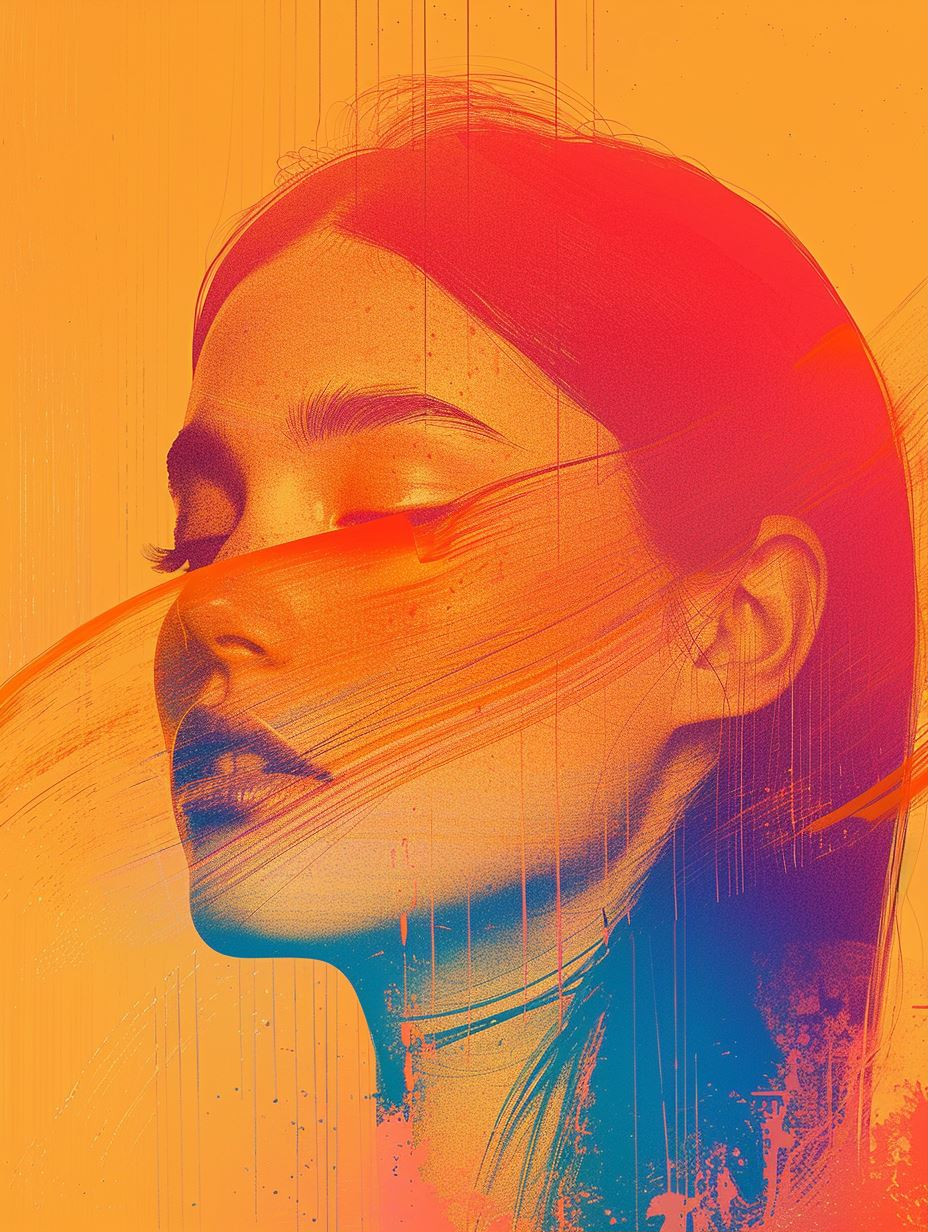 Vibrant Neon Fluid Portrait