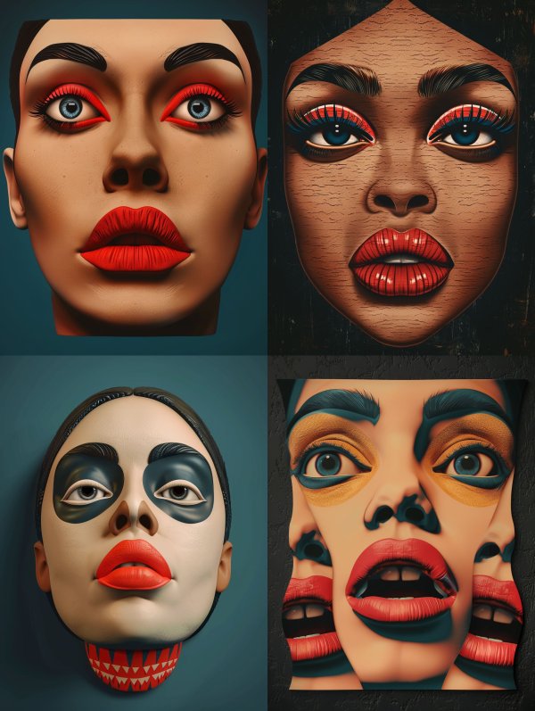 Crimson Accents Surreal Portrait