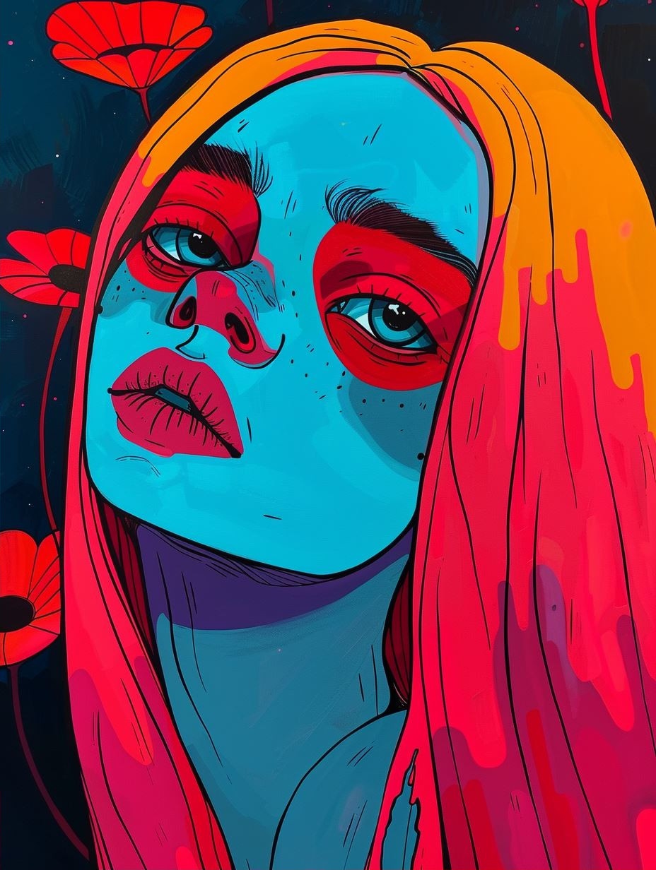 Neon Cyberpunk Pop Art Portrait