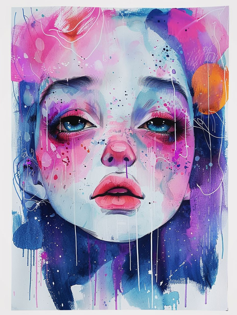 Vibrant Watercolor Portrait Explosion