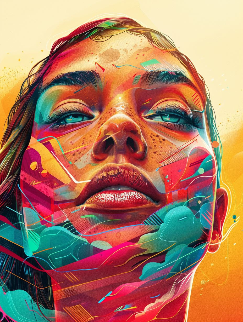 Vibrant Neon Prism Portrait