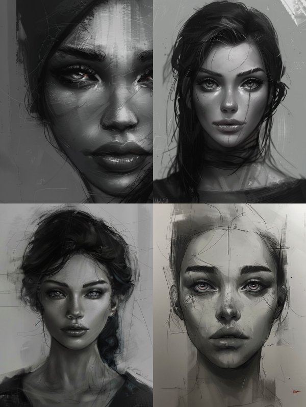 Ethereal Monochrome Digital Portrait