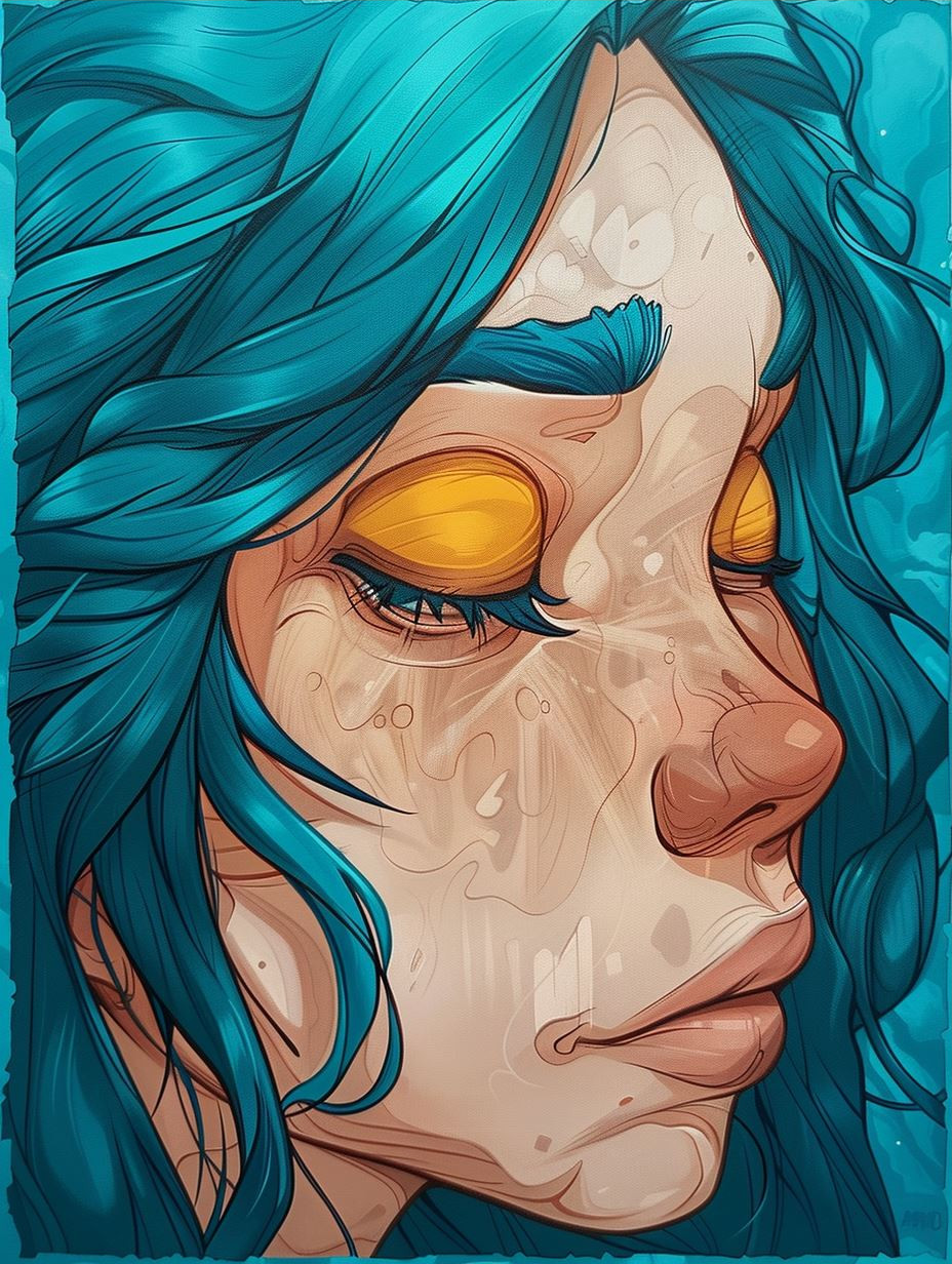 Azure Tresses on Aged Parchment