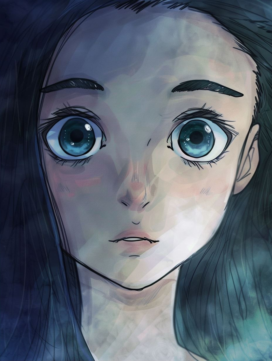 Vibrant Blue Gaze Illustration - Image 2