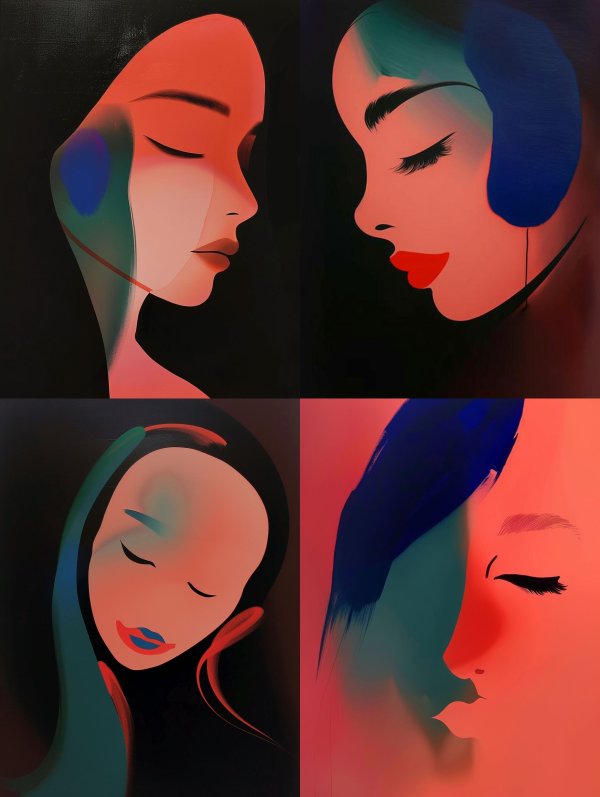 Crimson Dream Minimalist Portrait