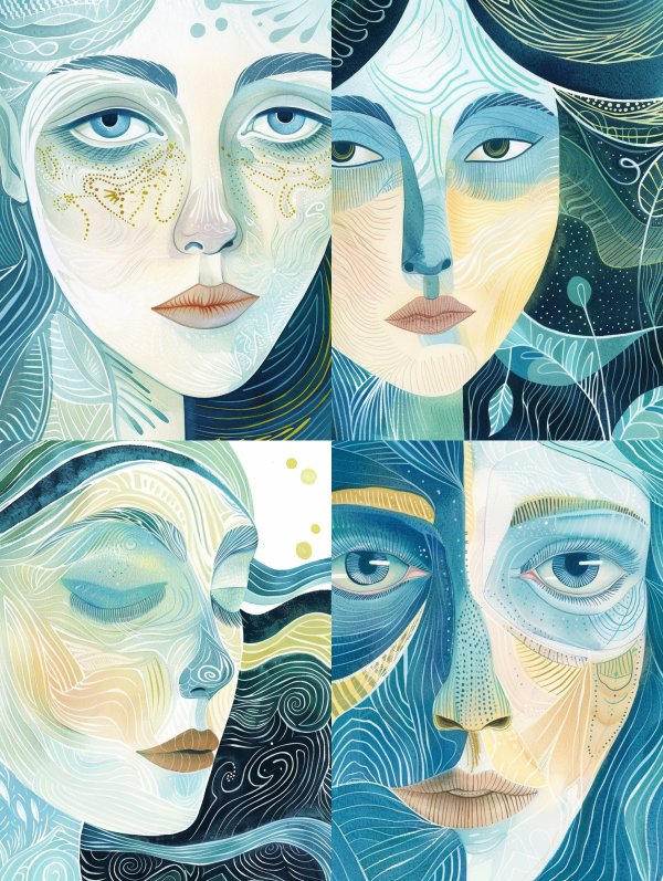 Ethereal Azure Spirit Portrait