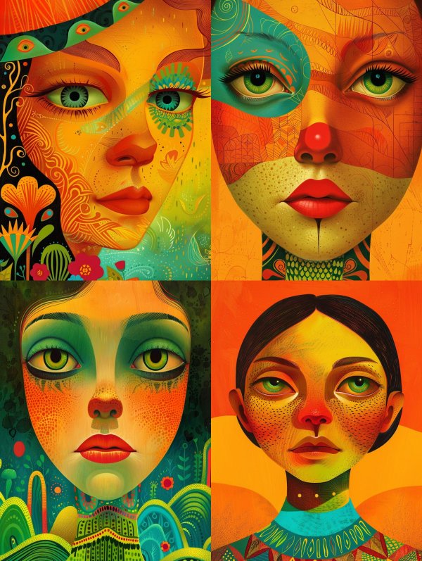 Vibrant Psychedelic Floral Portrait