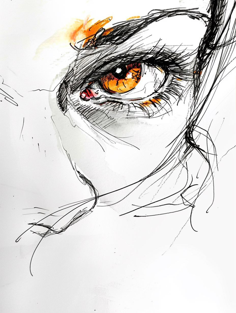 Abstract Ink and Amber Gaze