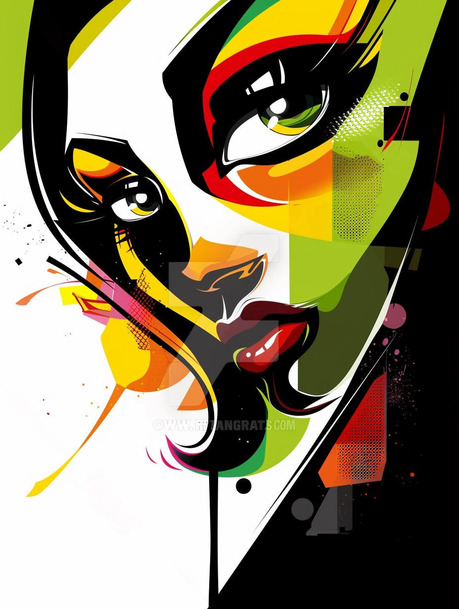 Vibrant Geometric Pop Art Portrait