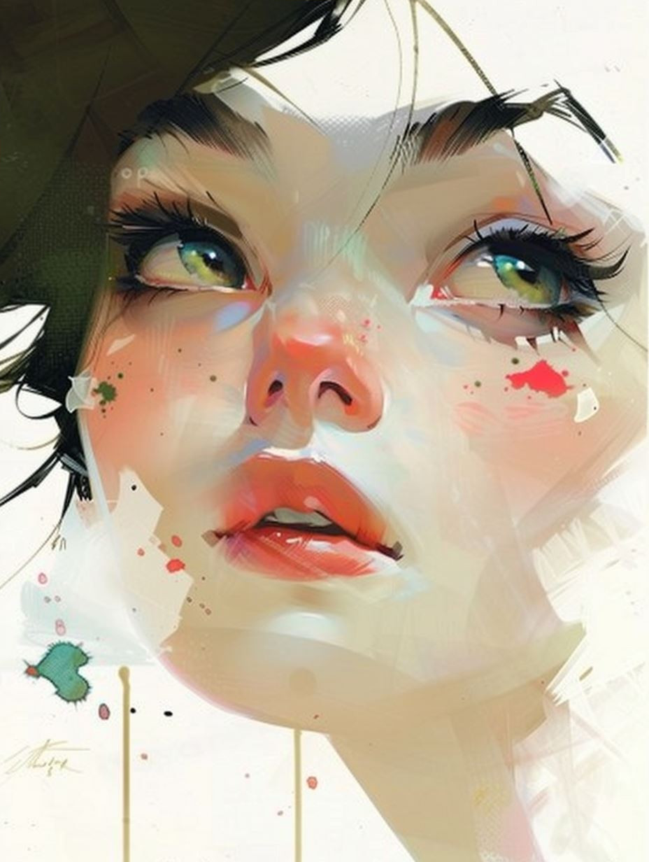 Ethereal Gaze in Liquid Paint
