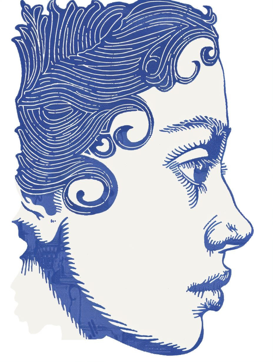 Azure Swirls Portrait Art