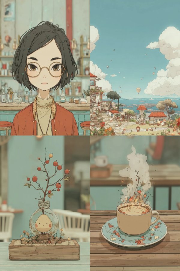 Cozy Cafe Anime Portrait