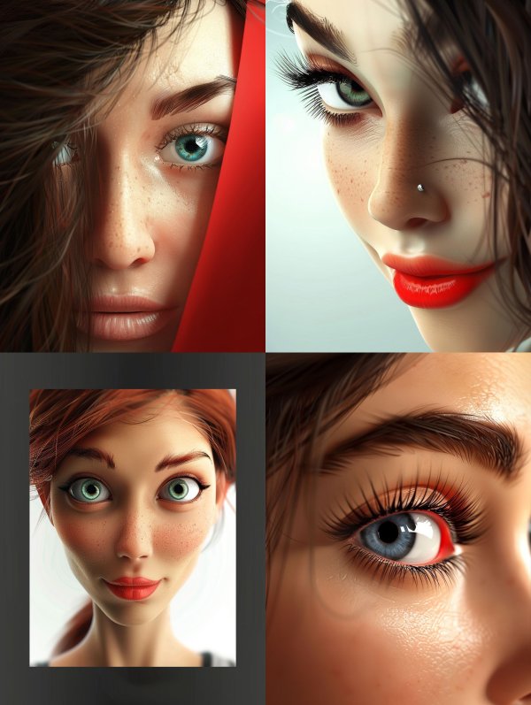 Hyper-Realistic Gaze Through Red