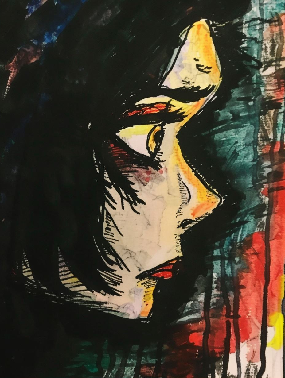 Haunting Gaze of Ink Shadows