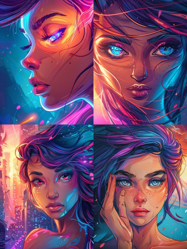Neon Dreams Cybernetic Portraiture