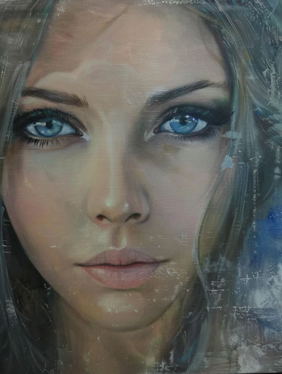 Ethereal Gaze Through Frozen Glass