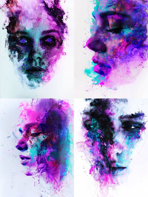 Neon Ethereal Fragmented Portrait