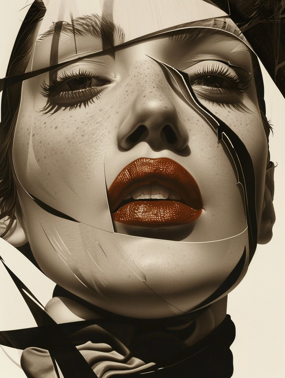 Surrealist Monochrome Fluid Portrait