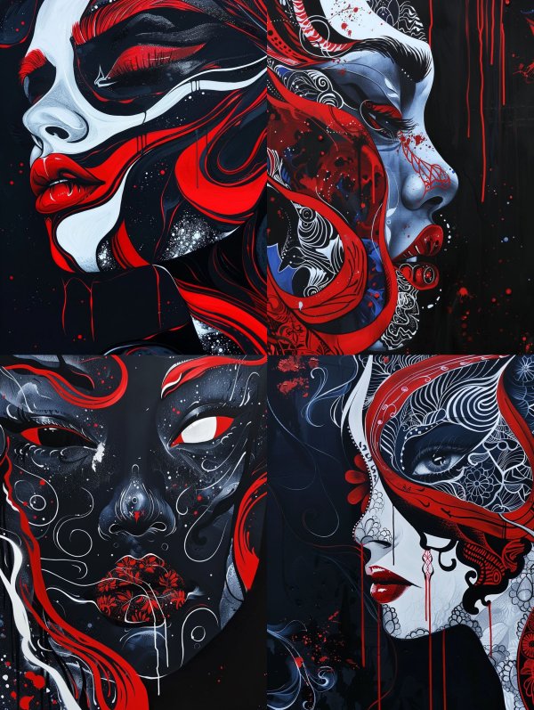 Crimson Flow Surreal Portrait