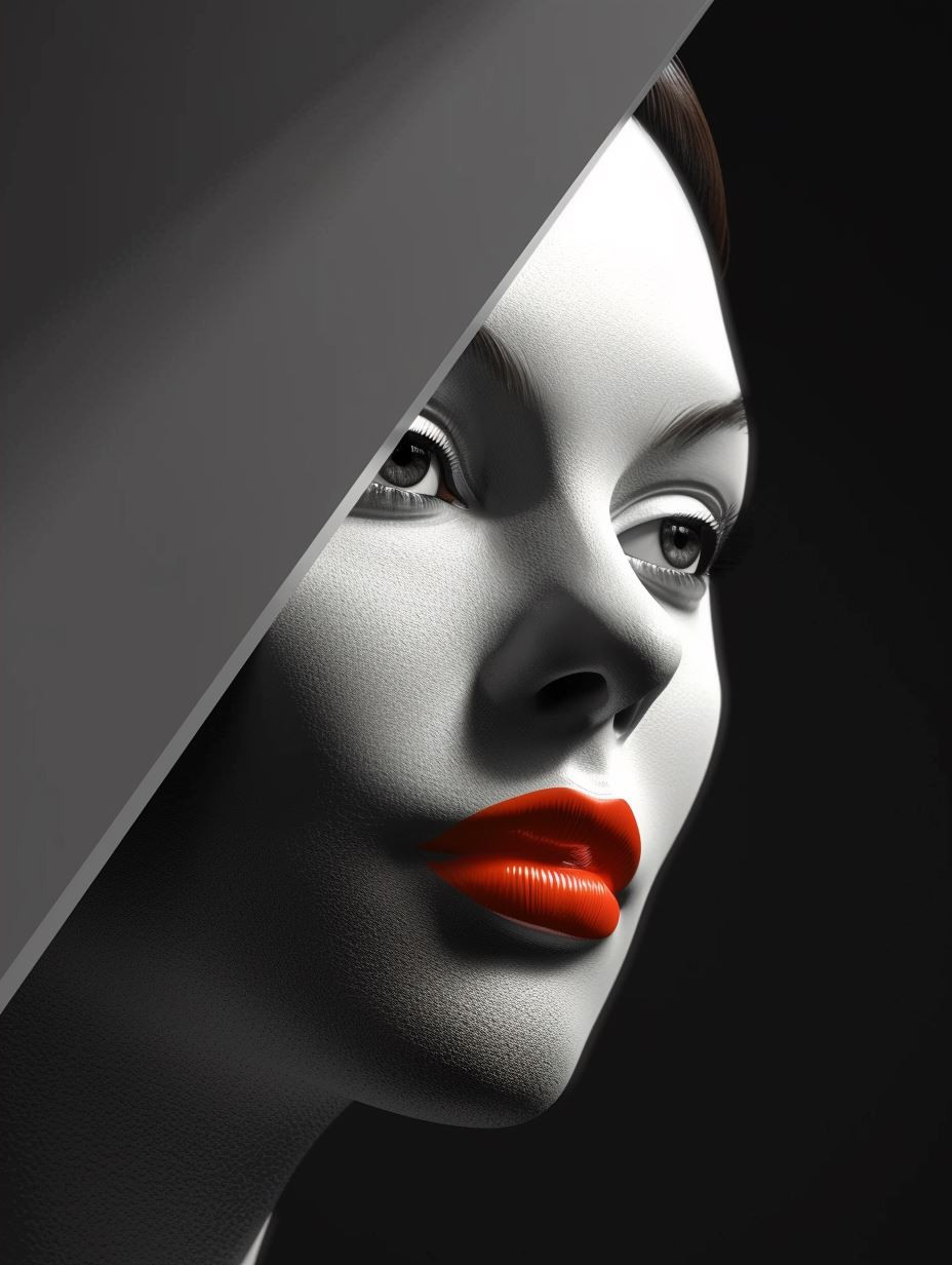 Surrealist Crimson Contrast Portrait