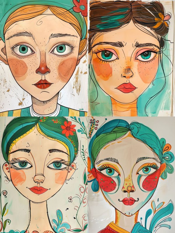 Whimsical Stylized Portrait Art