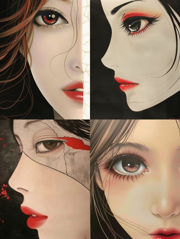 Crimson Gaze Ethereal Portrait
