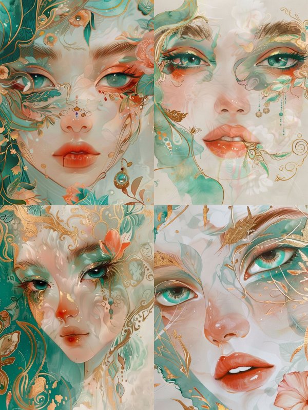 Ethereal Flora Gilded Portrait