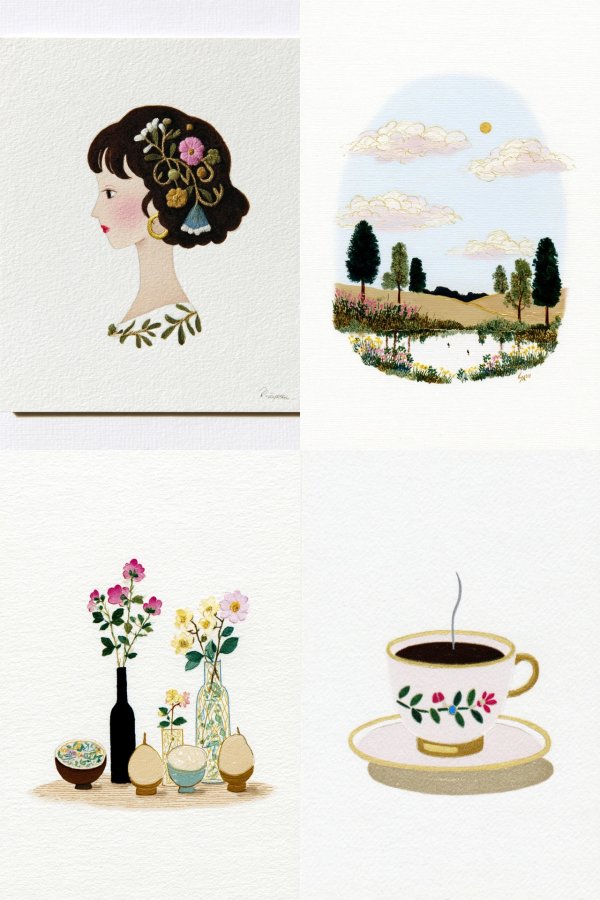 Floral Embroidery Portrait