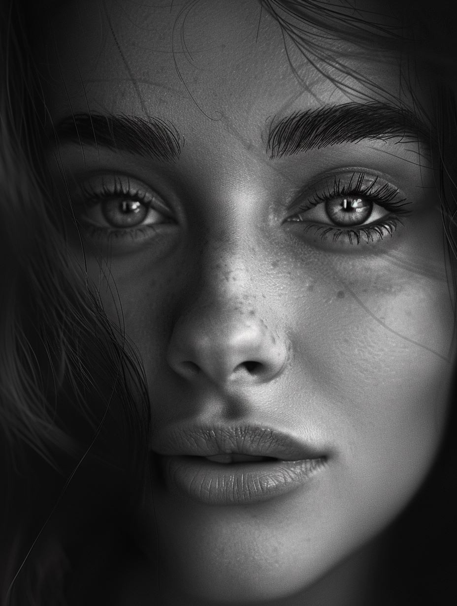 Intimate Monochrome Gaze Study