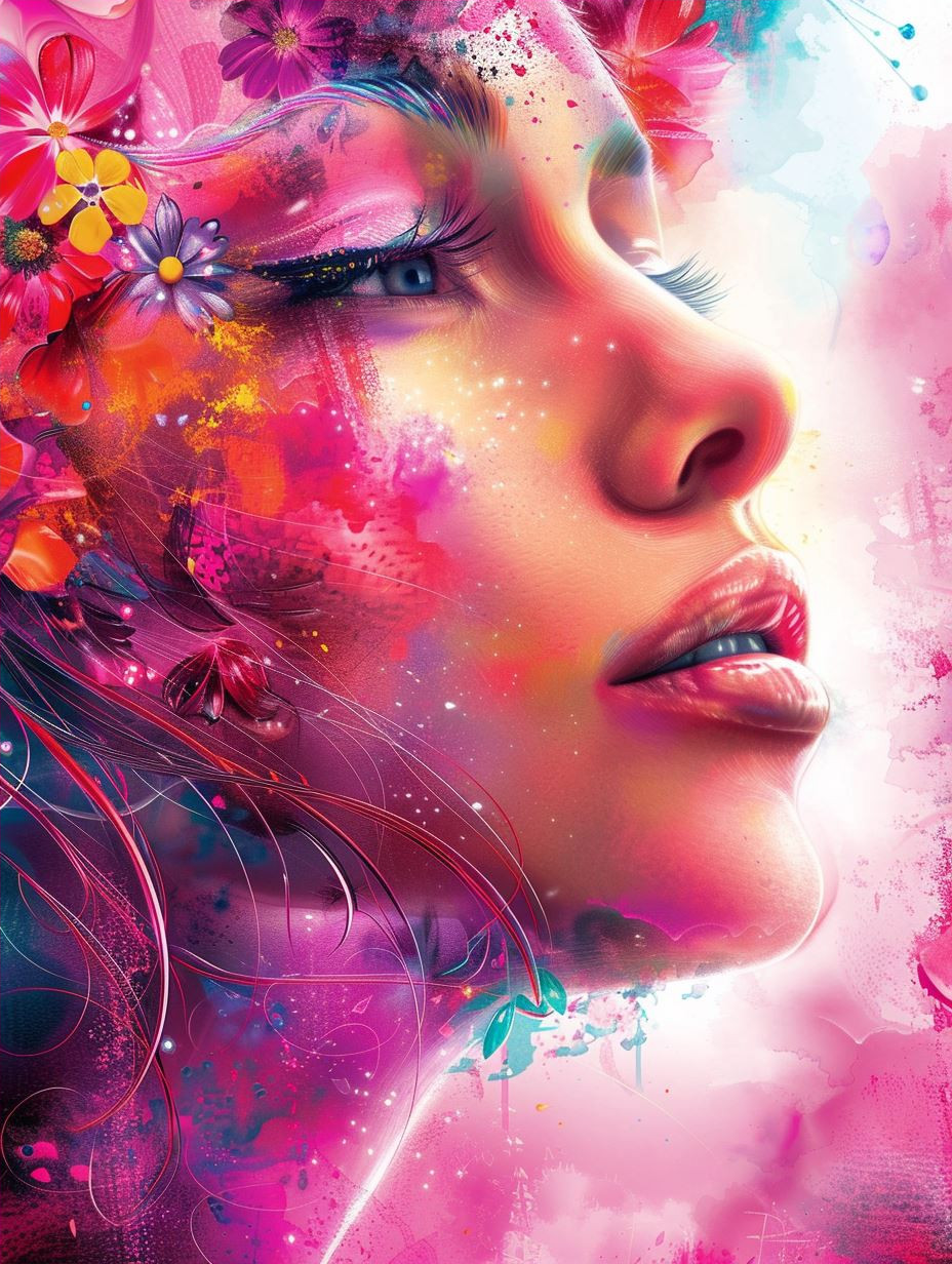 Neon Watercolor Ethereal Portrait