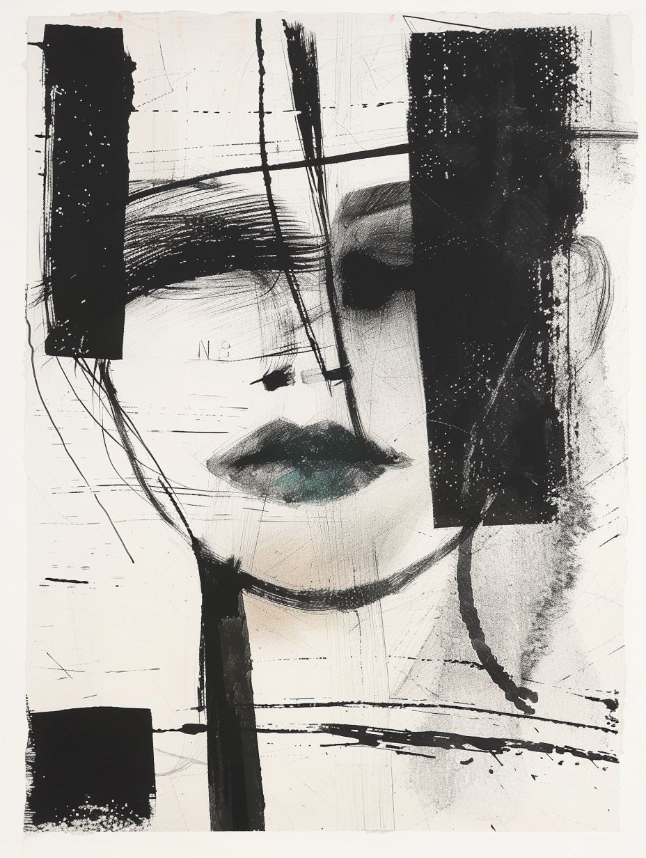 Abstract Fragmented Azure Portrait