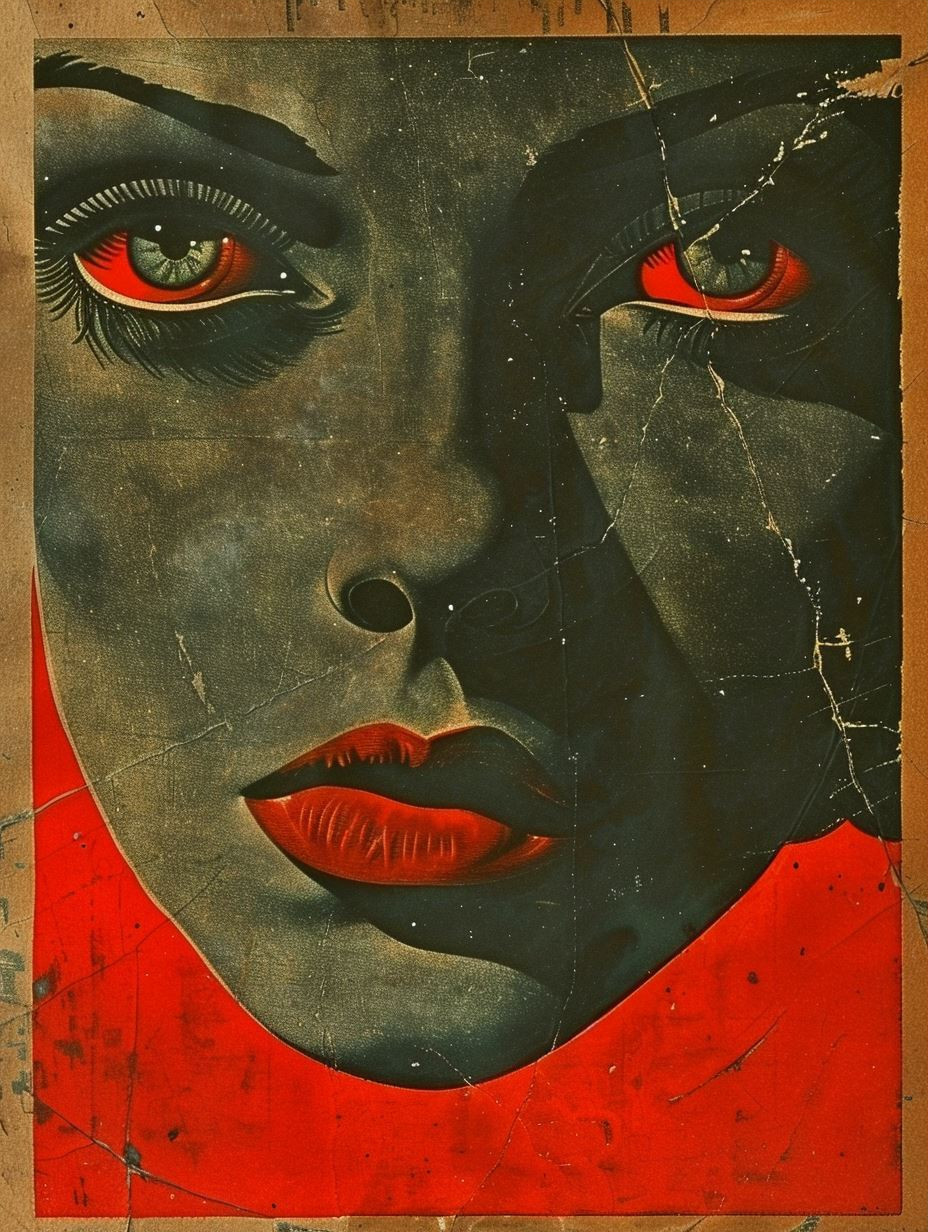 Crimson Gaze Vintage Noir