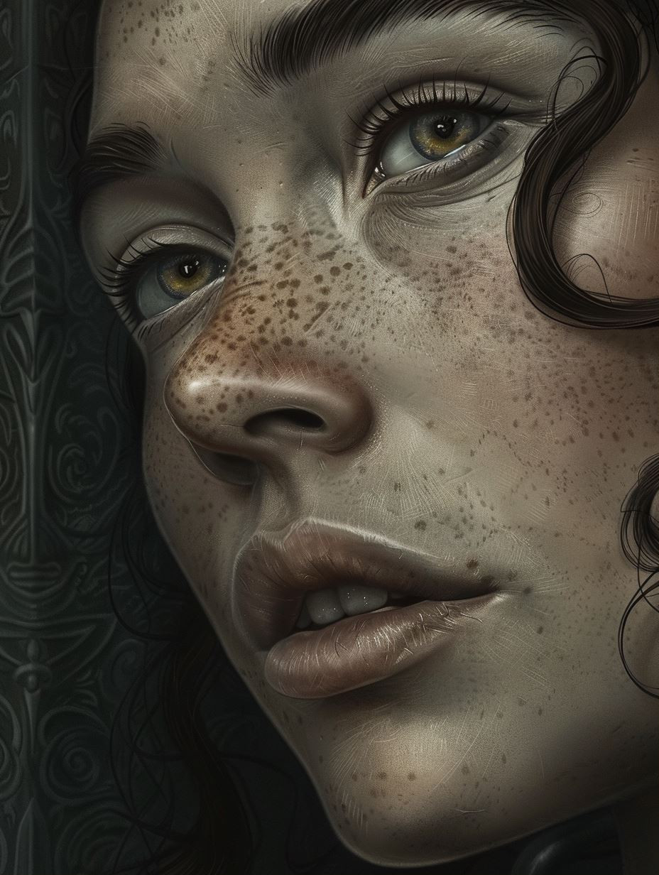 Hyper-Realistic Freckled Portrait Study