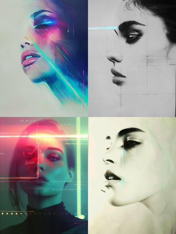 Neon Prism Digital Portrait