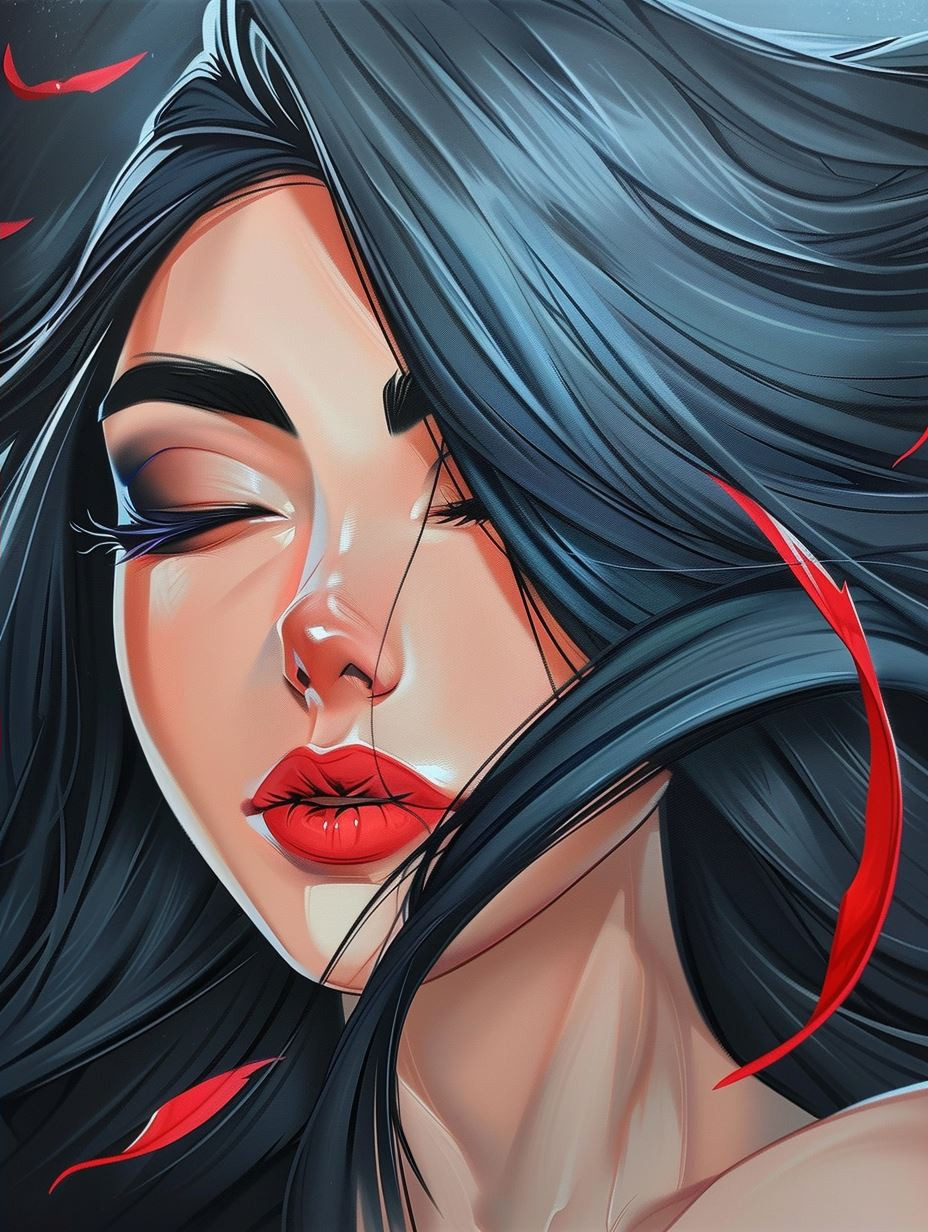 Electric Azure Gaze Portrait