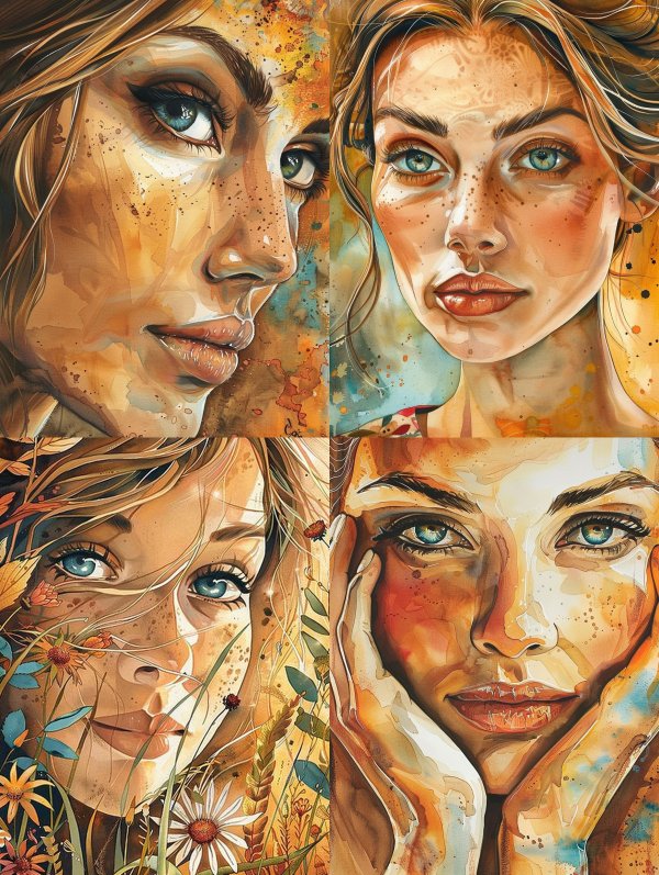 Golden Hour Watercolor Portrait