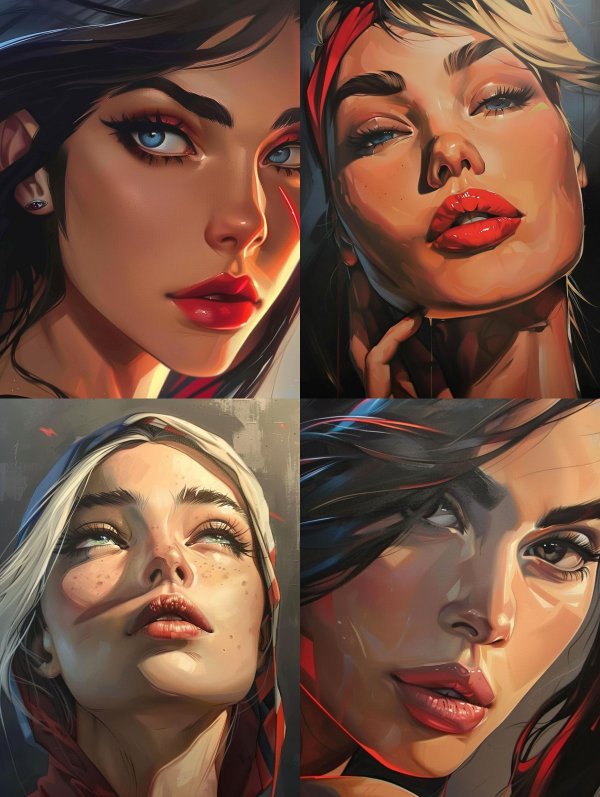 Crimson Glow Digital Portrait
