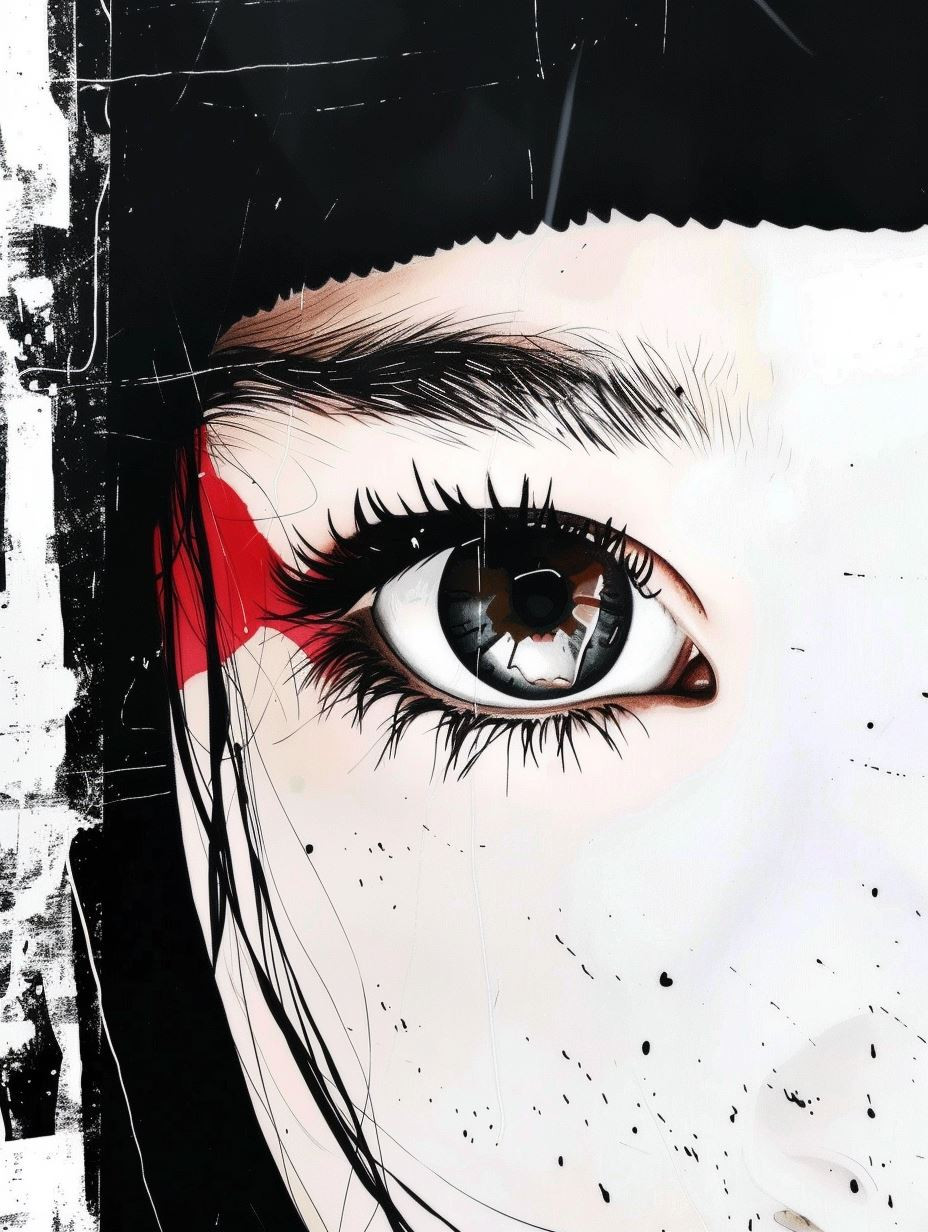 Crimson Contrast Gothic Portrait
