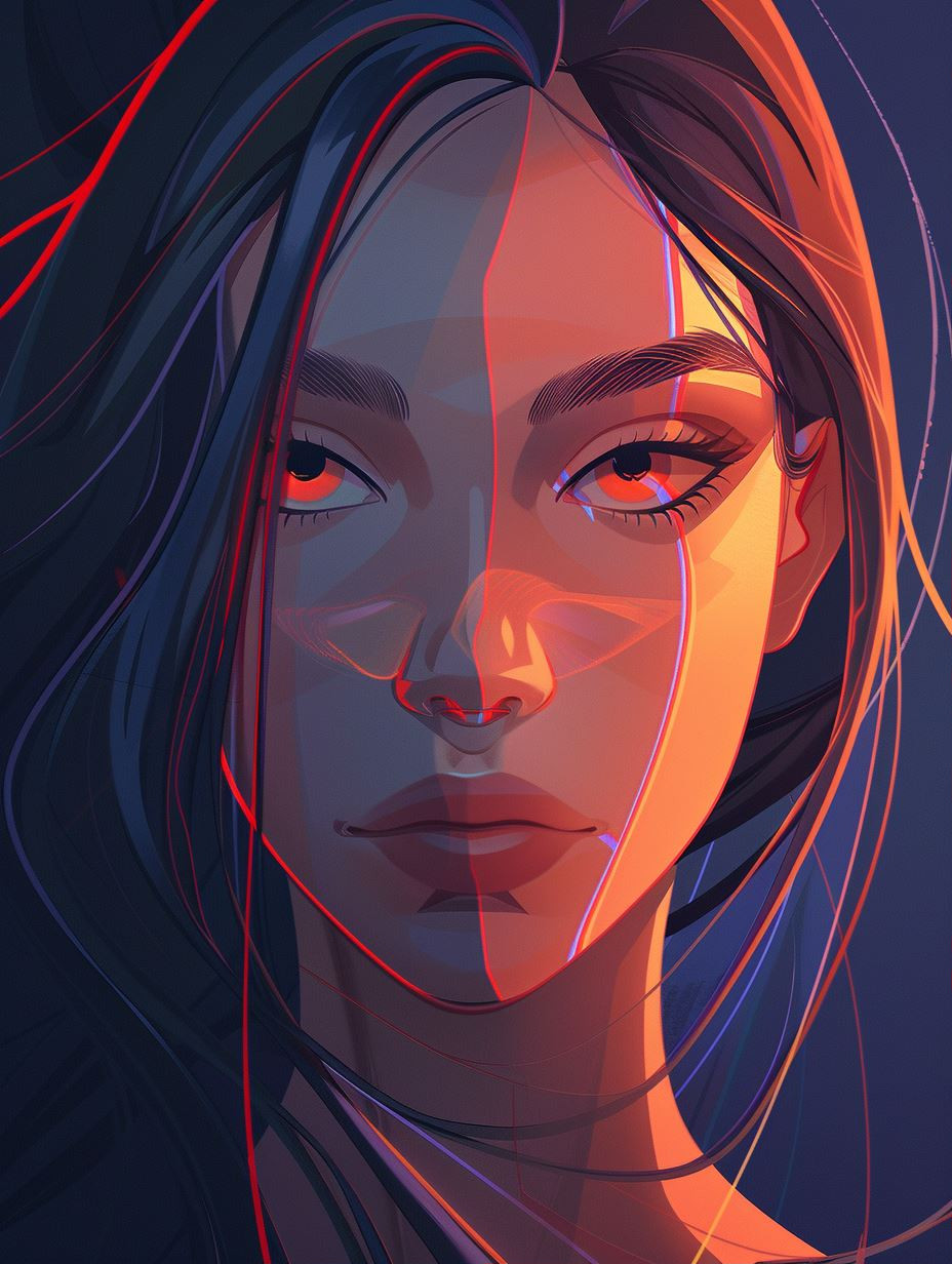 Neon Prism Digital Portrait