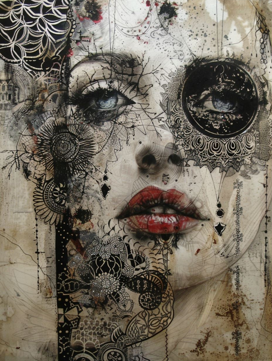 Intricate Ink Surrealist Portrait